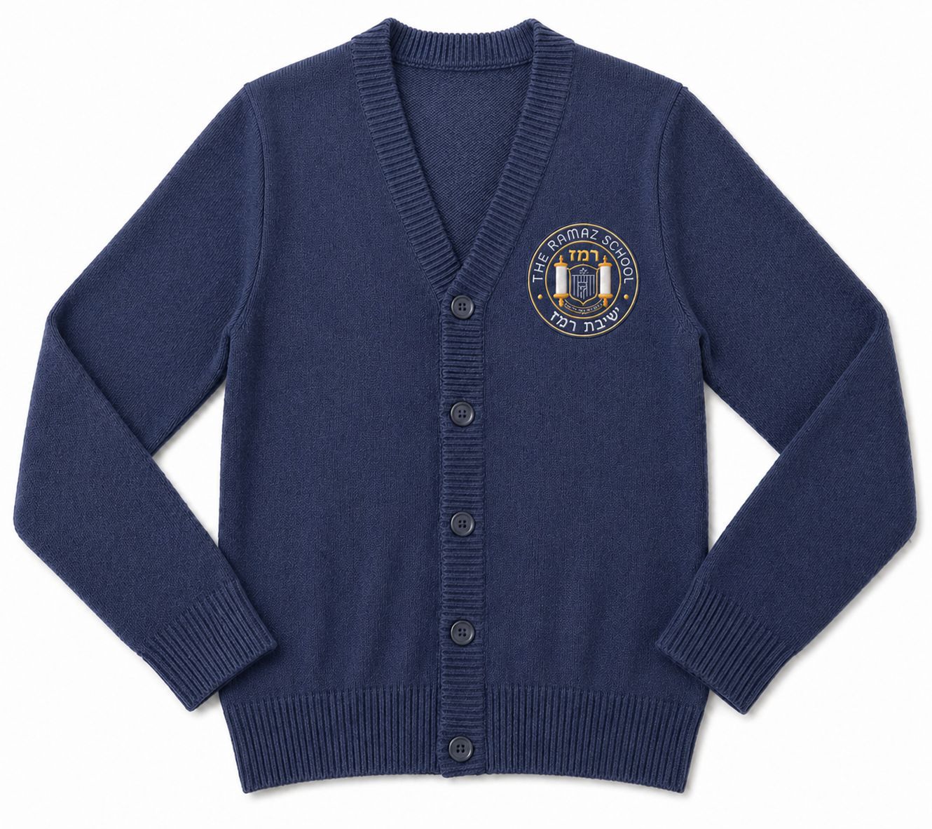 The navy cardigan, photographed flat